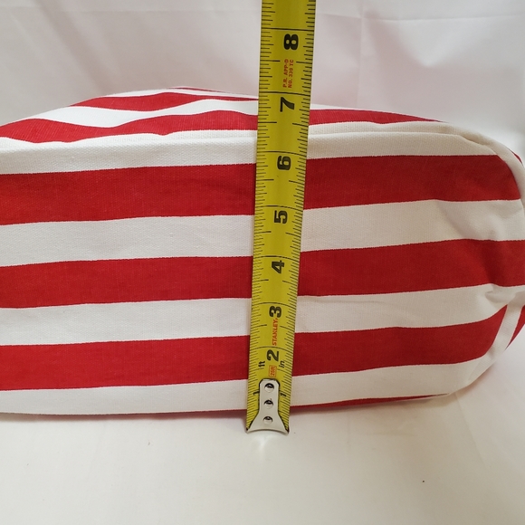 Adobe Canvas Tote Bag with Zipper Red and White Stripes - Picture 9 of 9